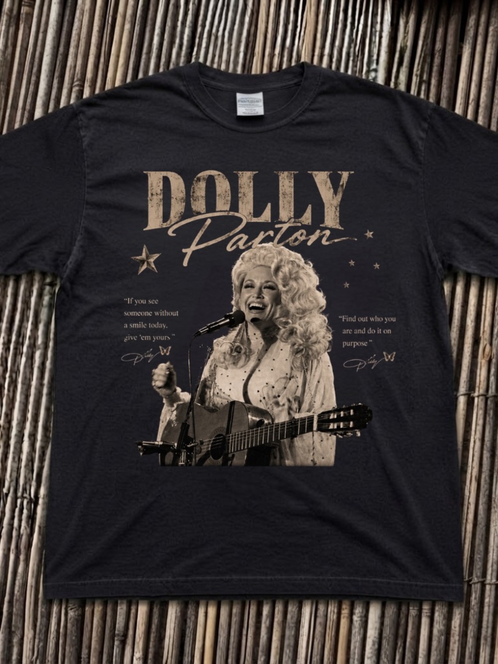 Dolly Parton Quotes Vintage Style Music Sepia Memories Graphic T-Shirt - Picture 2 of 6